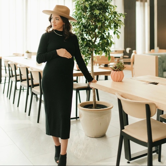 Kindred Bravely Dresses Jackie Knit Maternity Mock Neck Midi Dress 